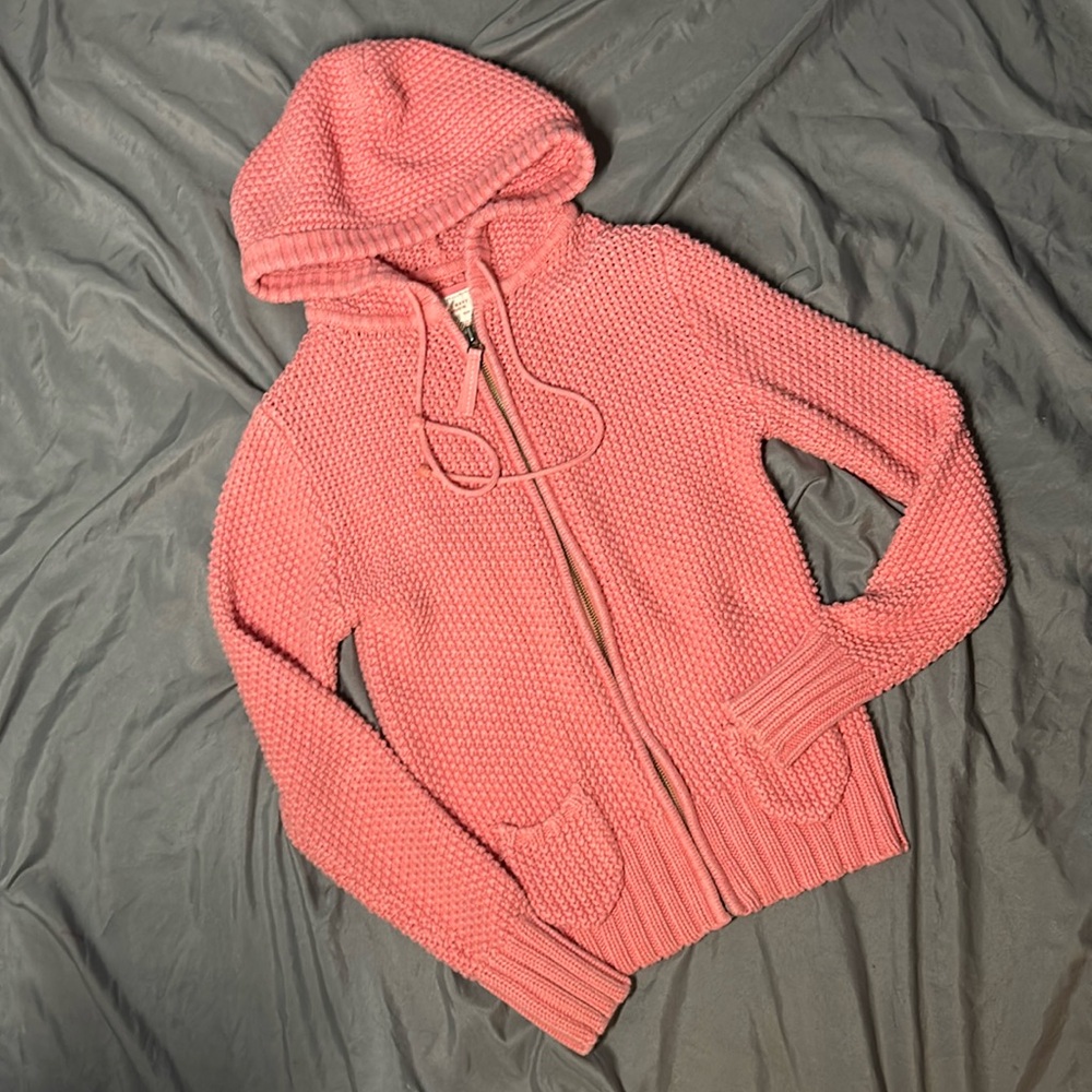 Old Navy Nubby Hooded Zip Up Cardigan